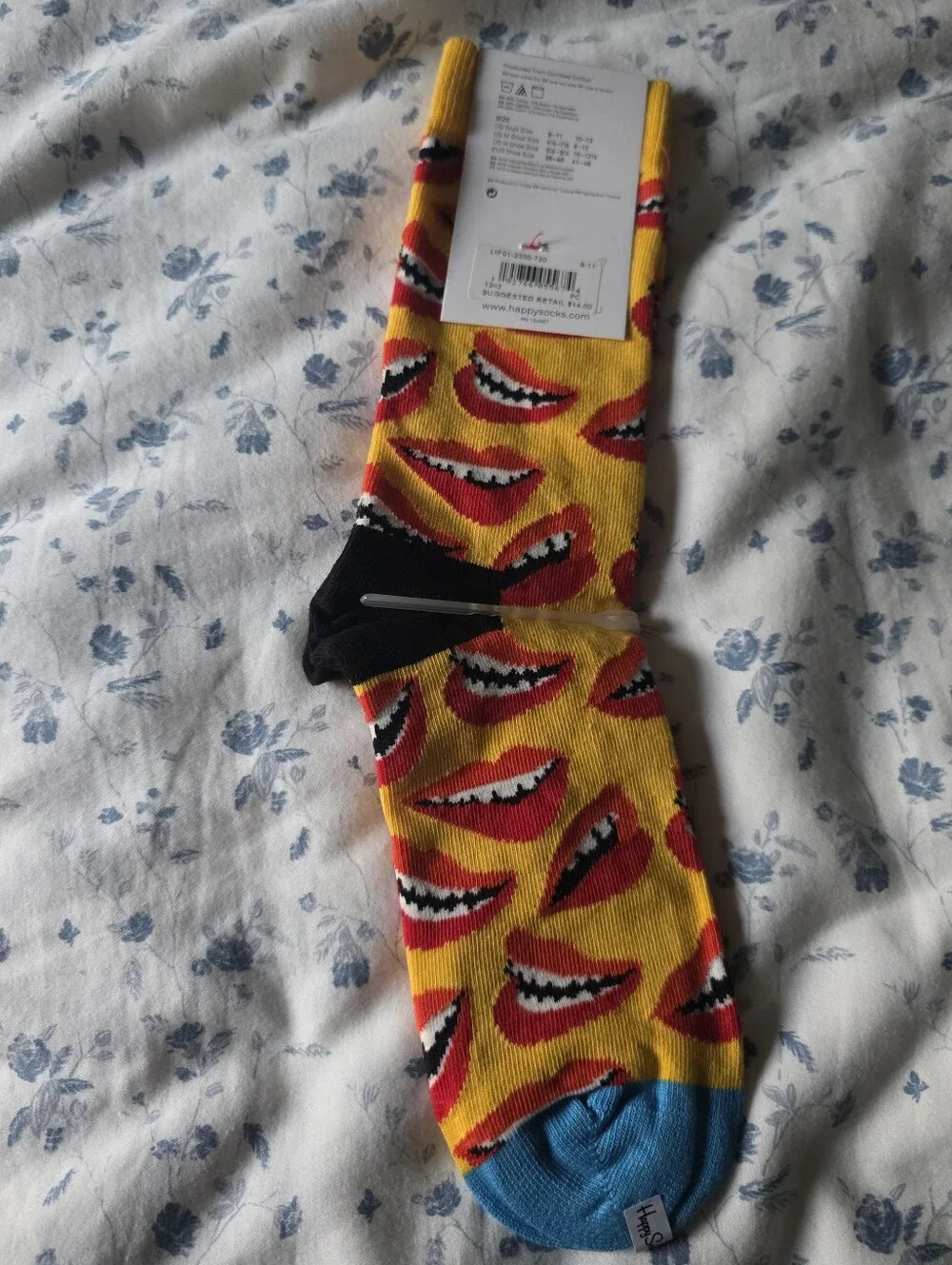 Happy Socks Combed Cotton Lips Pattern Cres Socks - NWT